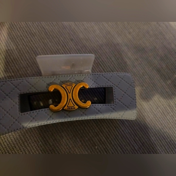 Celine Gray Quilted Hair Clip with Gold Accent main image 11